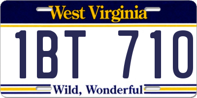 WV license plate 1BT710