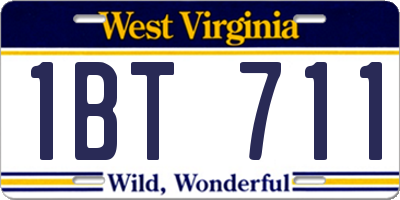 WV license plate 1BT711