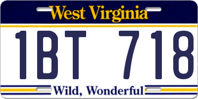 WV license plate 1BT718