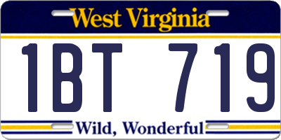 WV license plate 1BT719