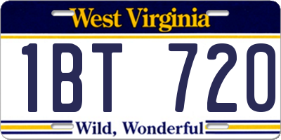 WV license plate 1BT720