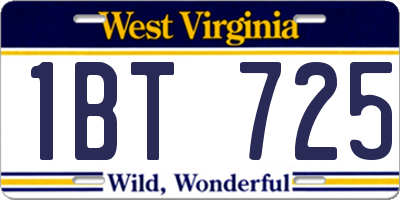 WV license plate 1BT725