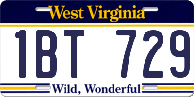 WV license plate 1BT729