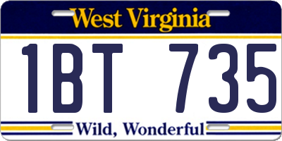 WV license plate 1BT735