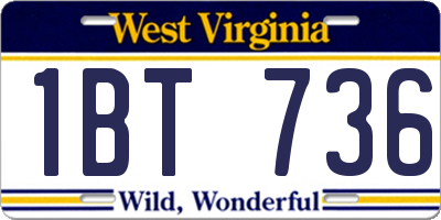 WV license plate 1BT736
