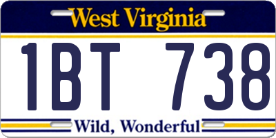 WV license plate 1BT738