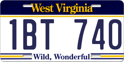 WV license plate 1BT740
