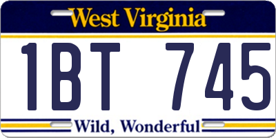 WV license plate 1BT745