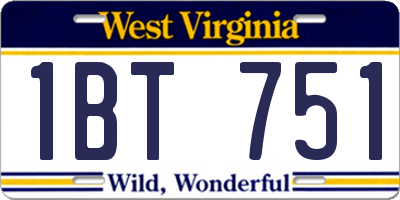 WV license plate 1BT751