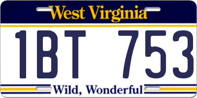 WV license plate 1BT753