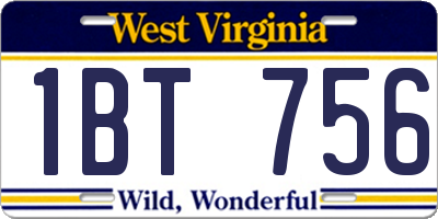 WV license plate 1BT756
