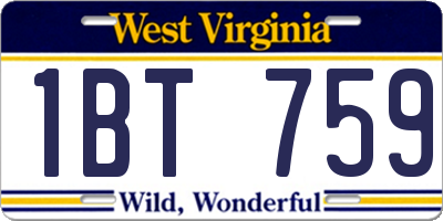 WV license plate 1BT759