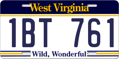 WV license plate 1BT761