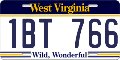 WV license plate 1BT766
