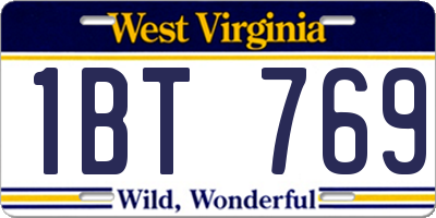 WV license plate 1BT769