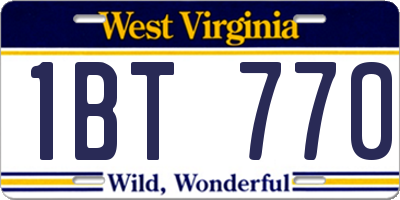 WV license plate 1BT770