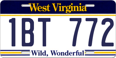 WV license plate 1BT772