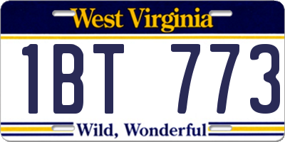 WV license plate 1BT773