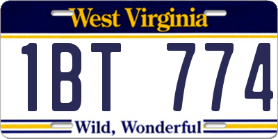 WV license plate 1BT774