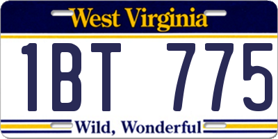 WV license plate 1BT775