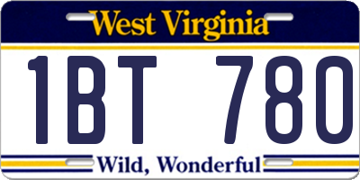 WV license plate 1BT780