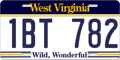 WV license plate 1BT782