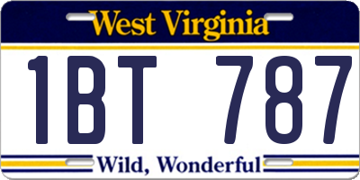 WV license plate 1BT787