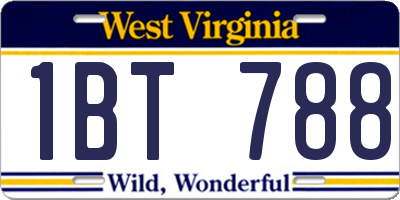 WV license plate 1BT788