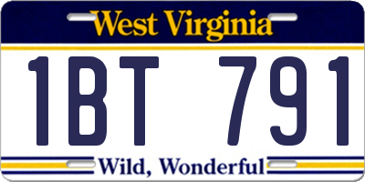WV license plate 1BT791