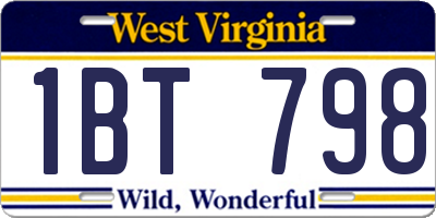 WV license plate 1BT798