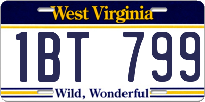 WV license plate 1BT799