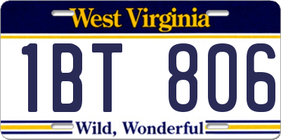 WV license plate 1BT806