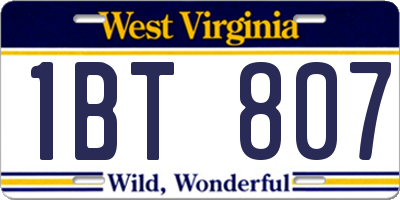 WV license plate 1BT807