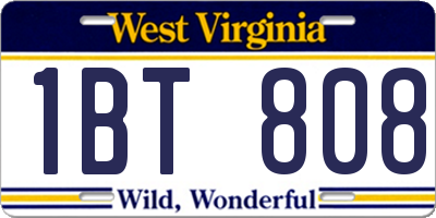 WV license plate 1BT808