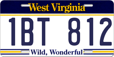 WV license plate 1BT812