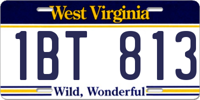WV license plate 1BT813