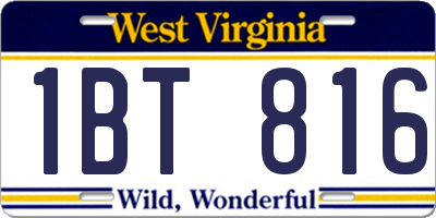 WV license plate 1BT816