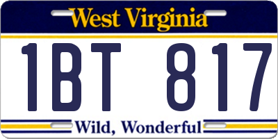 WV license plate 1BT817