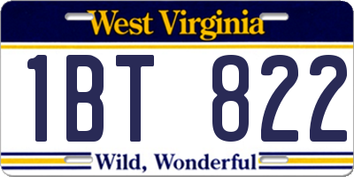 WV license plate 1BT822