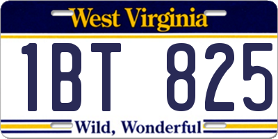 WV license plate 1BT825