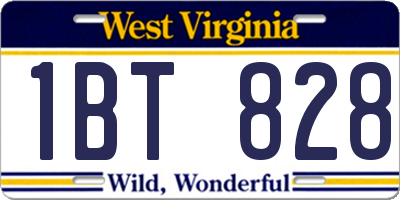 WV license plate 1BT828