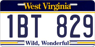 WV license plate 1BT829