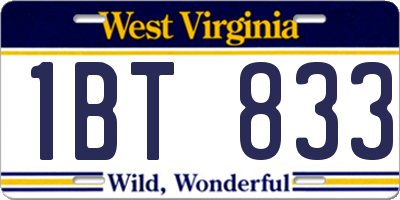 WV license plate 1BT833