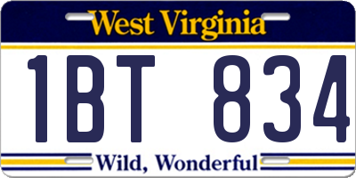 WV license plate 1BT834