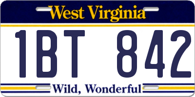WV license plate 1BT842