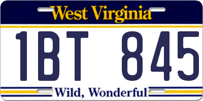 WV license plate 1BT845