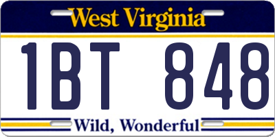 WV license plate 1BT848