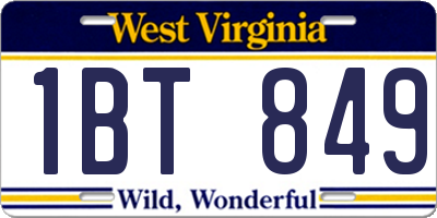 WV license plate 1BT849