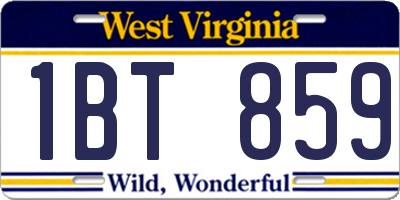 WV license plate 1BT859