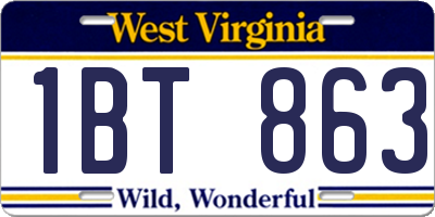 WV license plate 1BT863